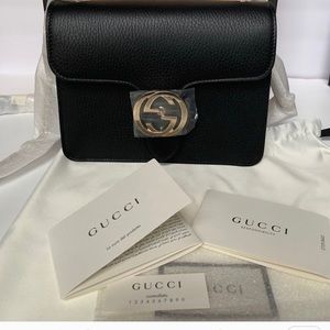 GUCCI Interlocking G Black Crossbody Chain Bag